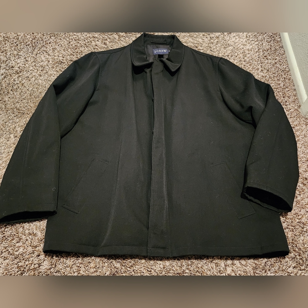 J.Crew 100% Wool Zip-Up Button Black Jacket L
